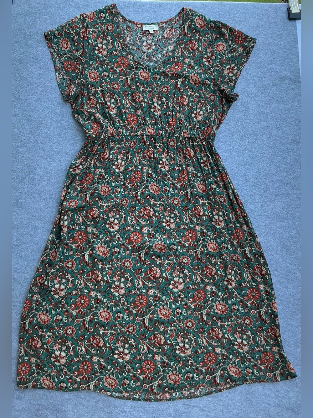 Studio B by Bobeau Floral Boho Midi Dress XL Rayon